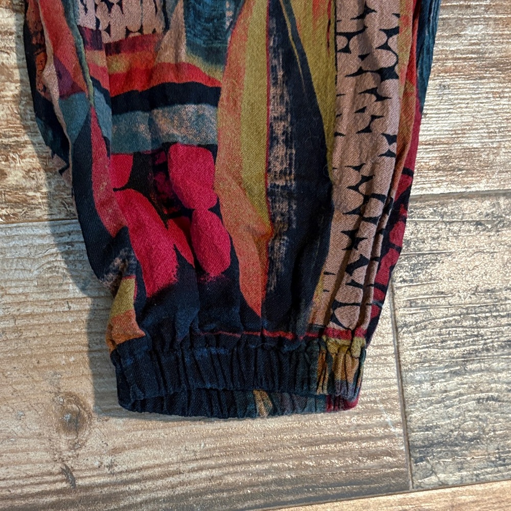 Printed Multi-Color Cropped Overalls - Picture 3 of 5